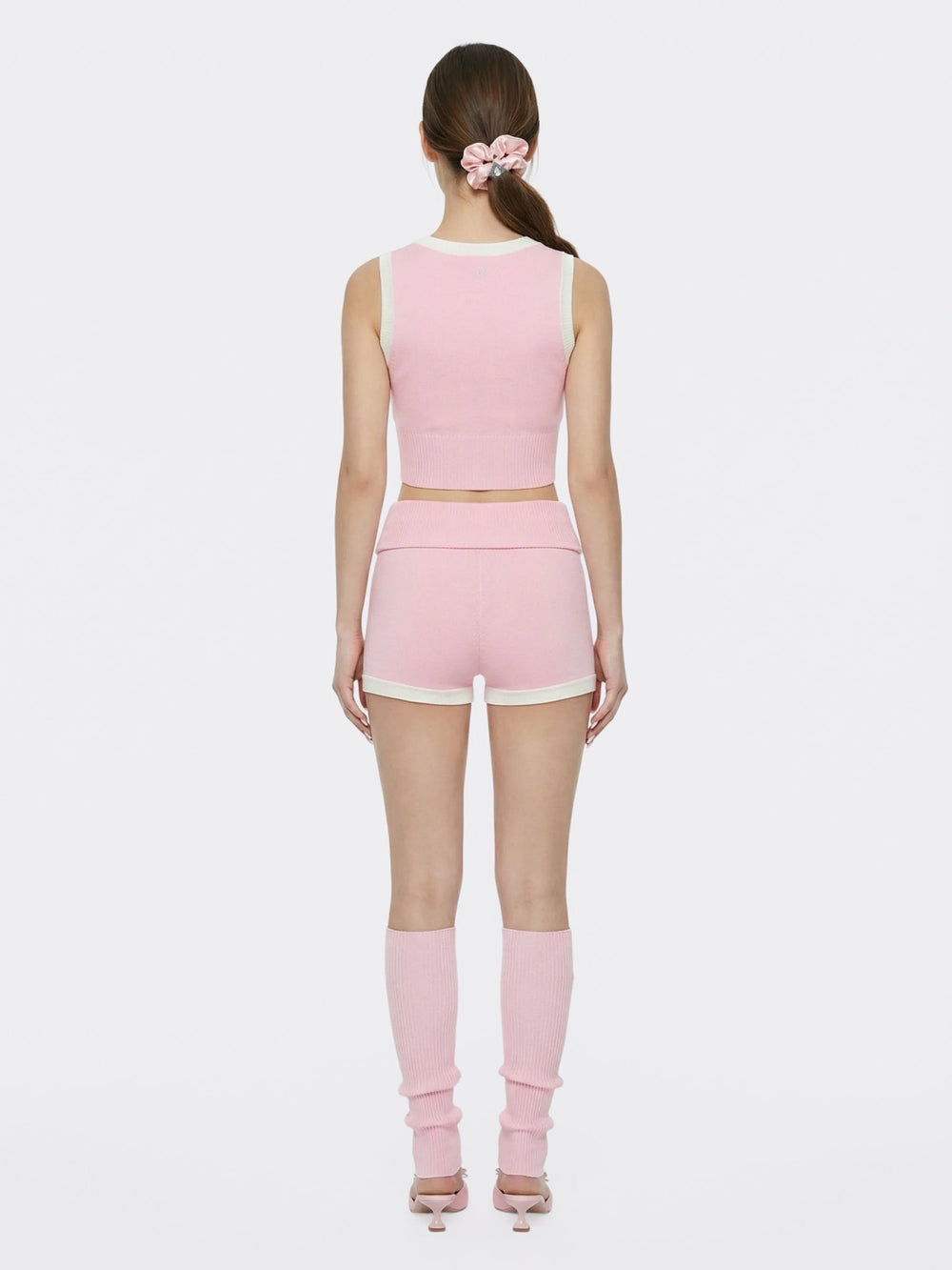 Pink Fold-Over Waist Knit Shorts | Nana Jacqueline