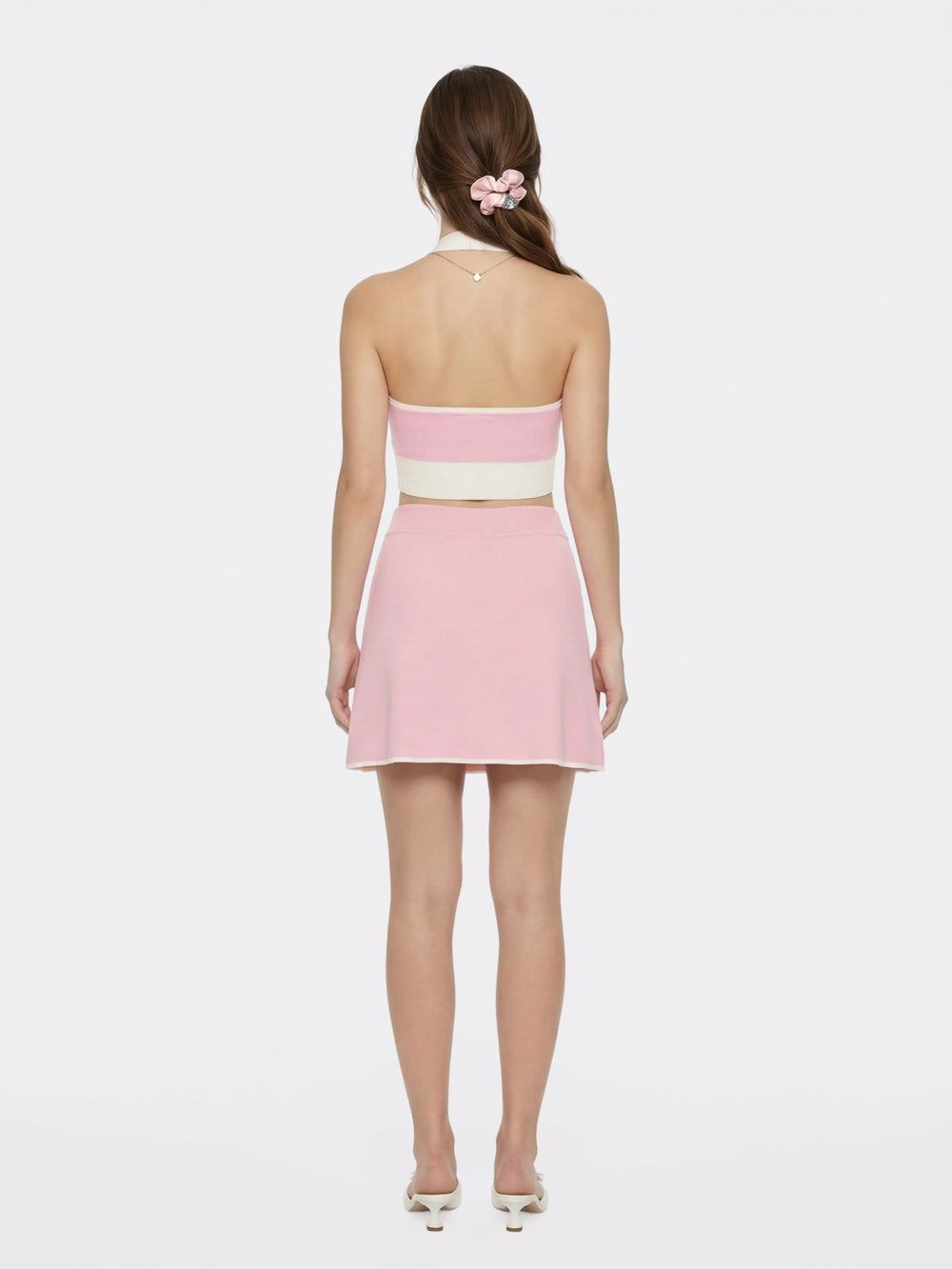 Pink Contrast Halter Knit Top | Nana Jacqueline