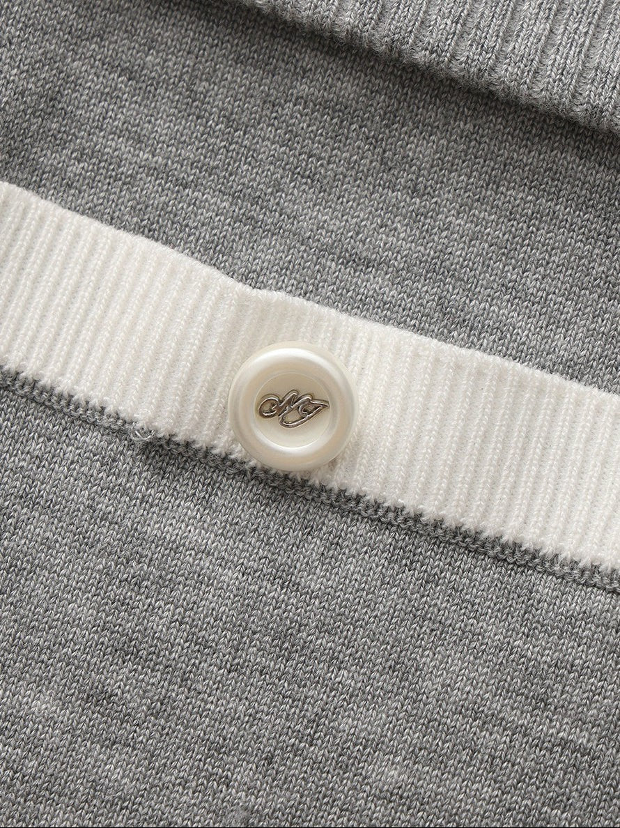 Grey Knit Shorts with Fold-Over Waistband | Nana Jacqueline
