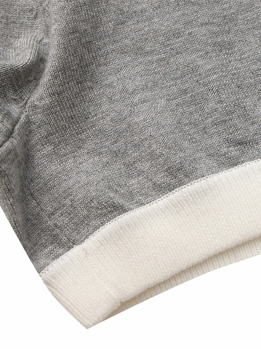 Grey Knit Shorts with Fold-Over Waistband | Nana Jacqueline
