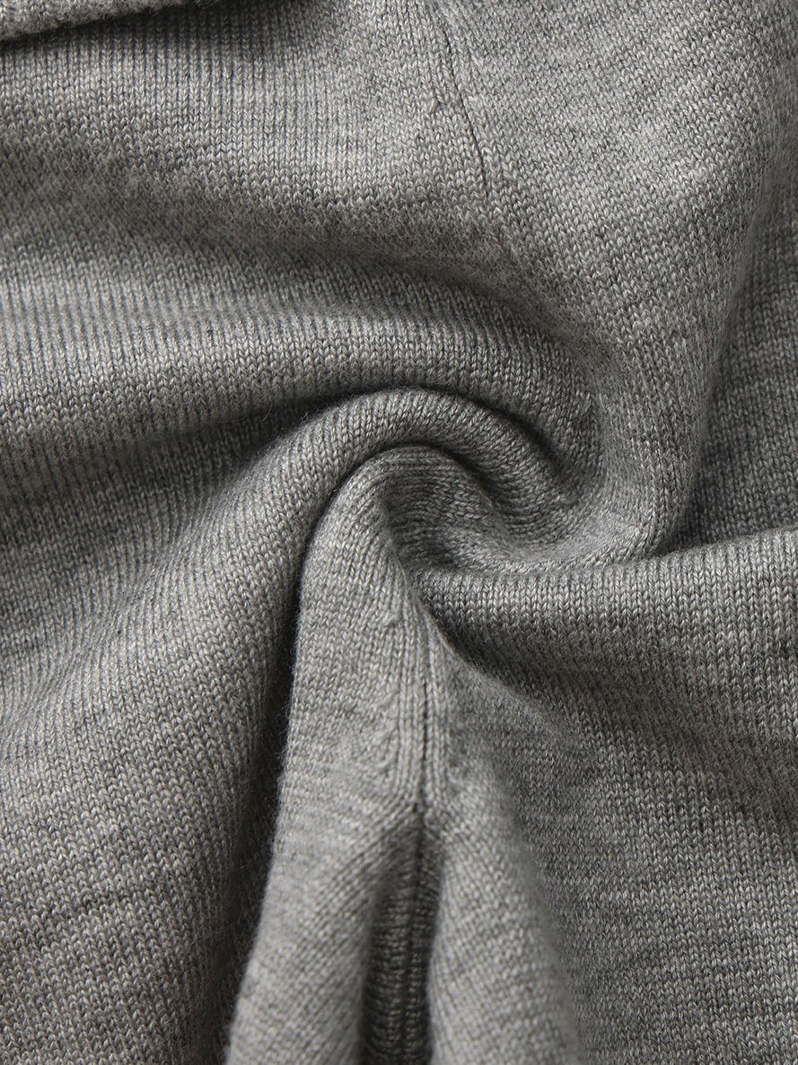 Grey Knit Shorts with Fold-Over Waistband | Nana Jacqueline