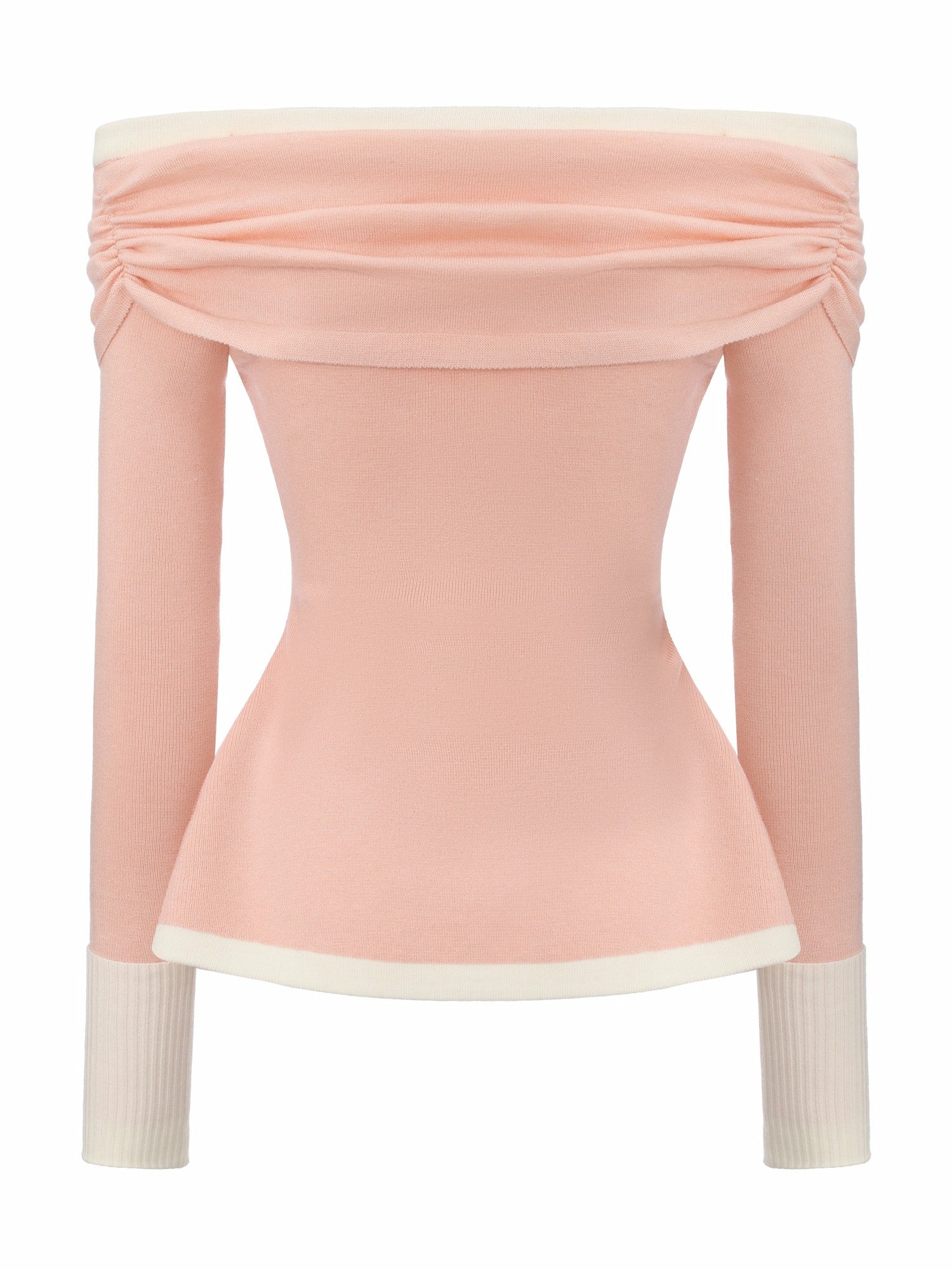 Colette Off-Shoulder Contrast Knit Blush Pink Top | Nana Jacqueline