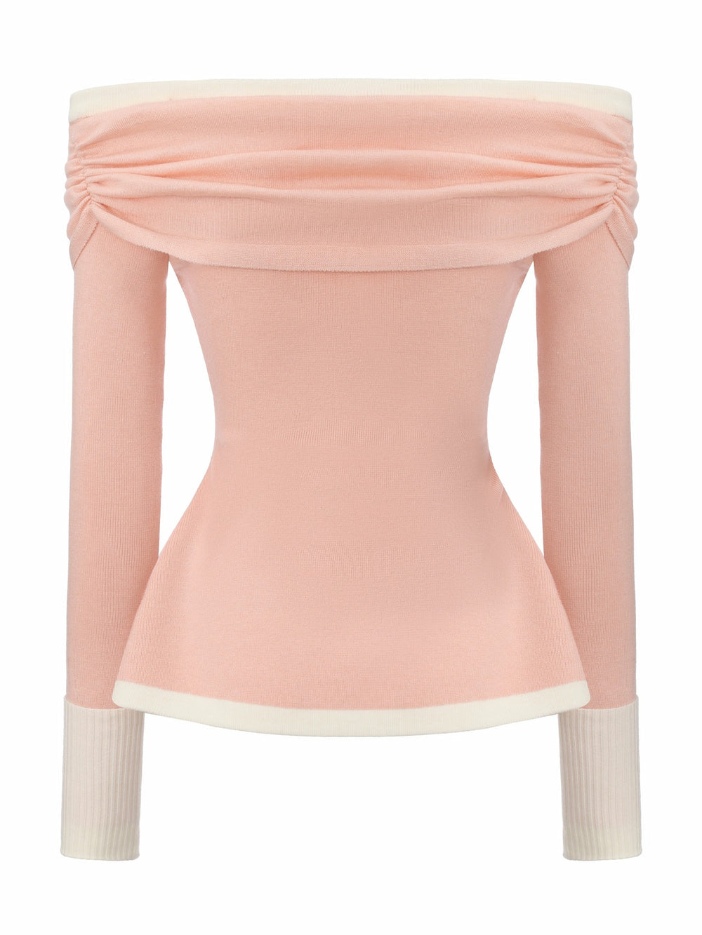 Colette Off-Shoulder Contrast Knit Blush Pink Top | Nana Jacqueline