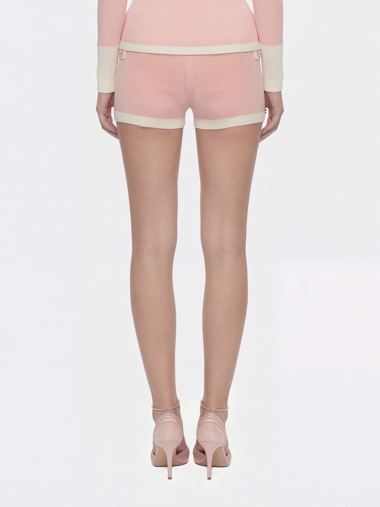 Colette Contrast Knit Blush Pink Lounge Shorts | Nana Jacqueline