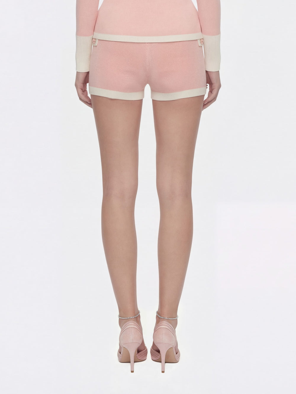 Colette Contrast Knit Blush Pink Lounge Shorts | Nana Jacqueline