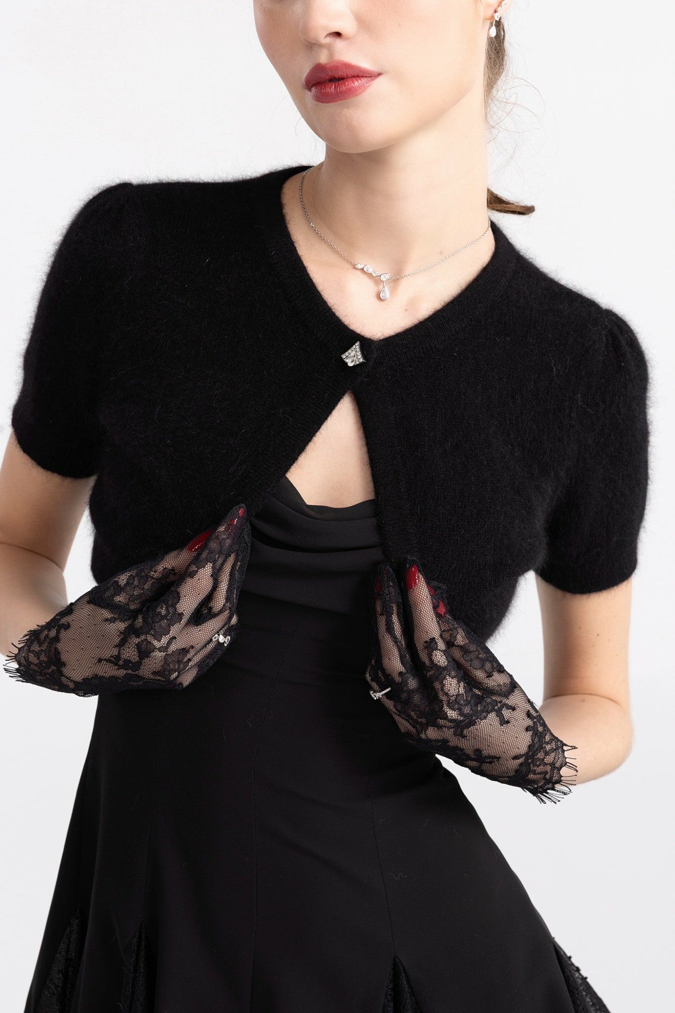 Elara Knitted Cropped Cardigan: Black Cardigan for Date Night | Nana Jacqueline