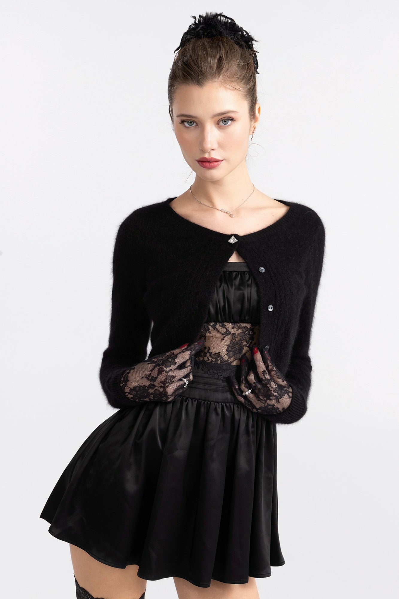 Mirabelle Knitted Cardigan: Black Cardigan for Brunch | Nana Jacqueline