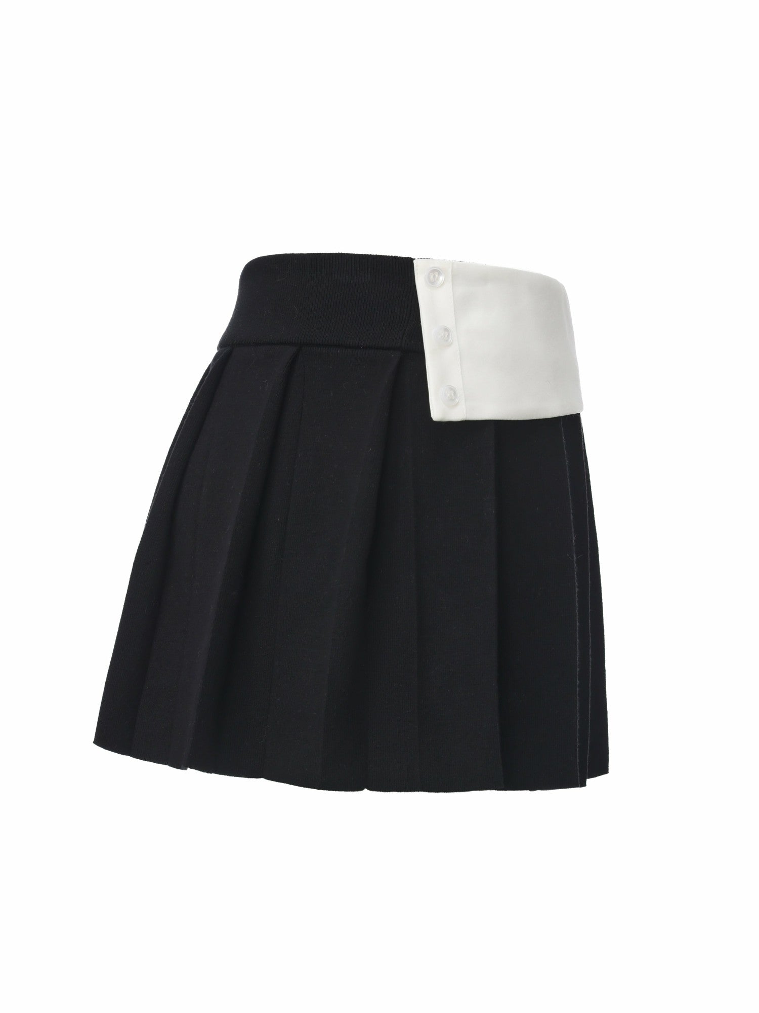 Claudette Contrast Waist Pleated Black Mini Skirt | Nana Jacqueline
