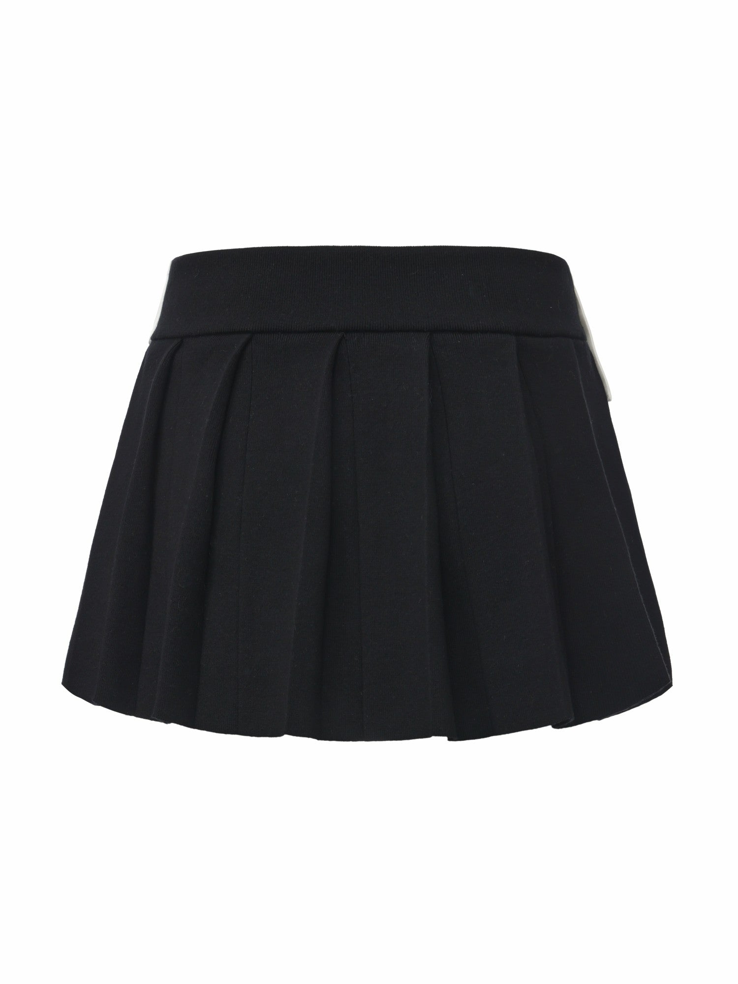 Claudette Contrast Waist Pleated Black Mini Skirt | Nana Jacqueline