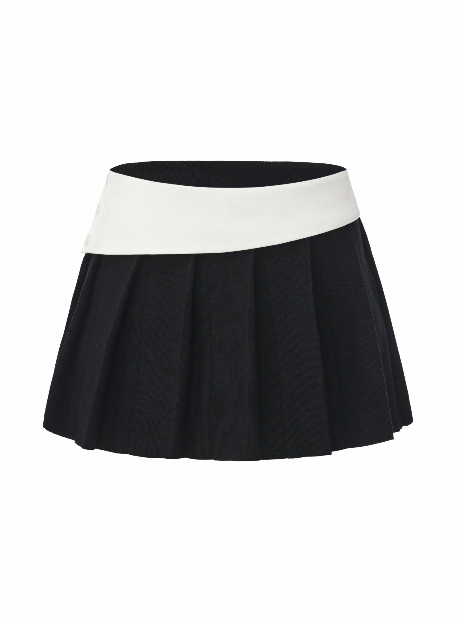 Claudette Contrast Waist Pleated Black Mini Skirt | Nana Jacqueline