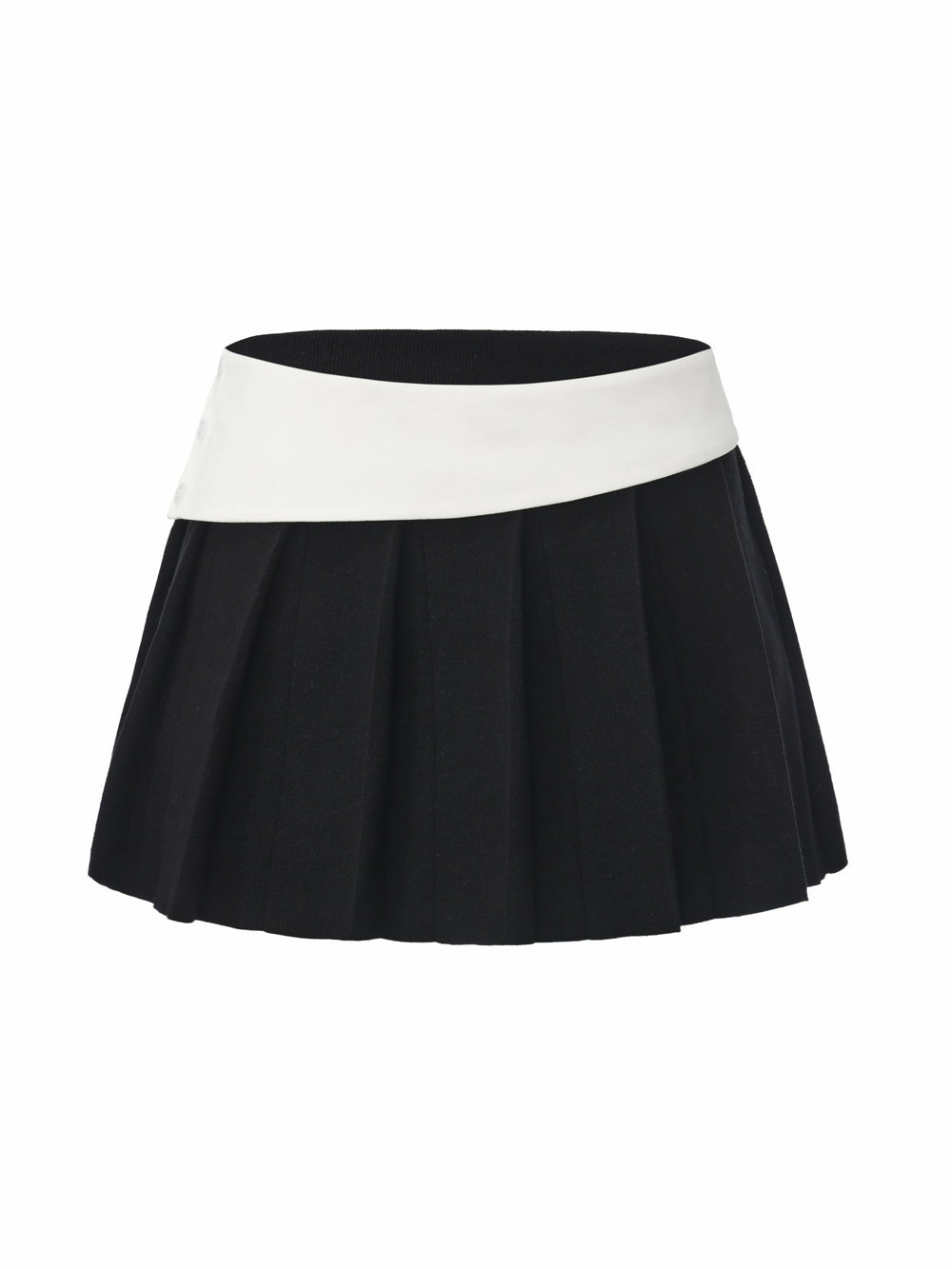 Claudette Contrast Waist Pleated Black Mini Skirt | Nana Jacqueline