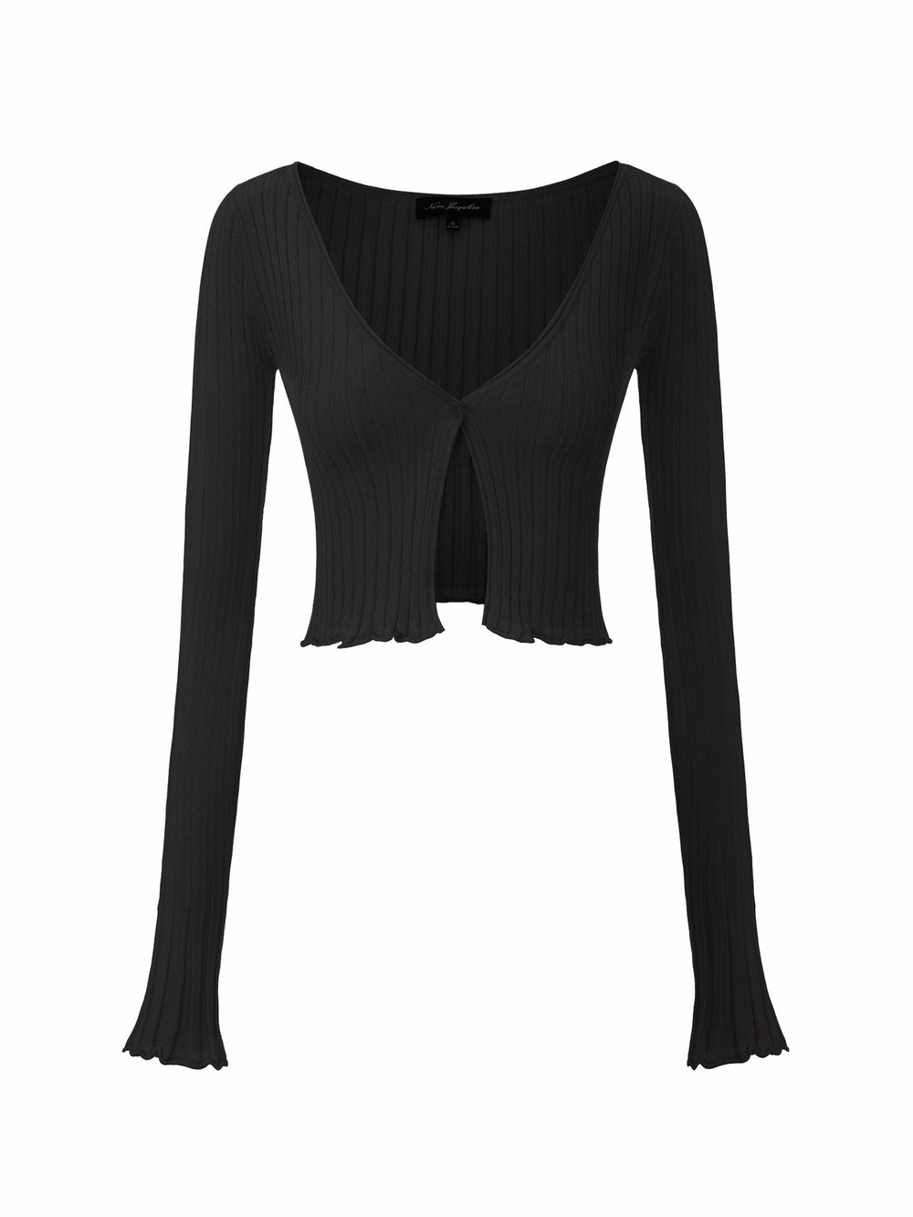 Black Cropped Ribbed Knit Cardigan | Nana Jacqueline