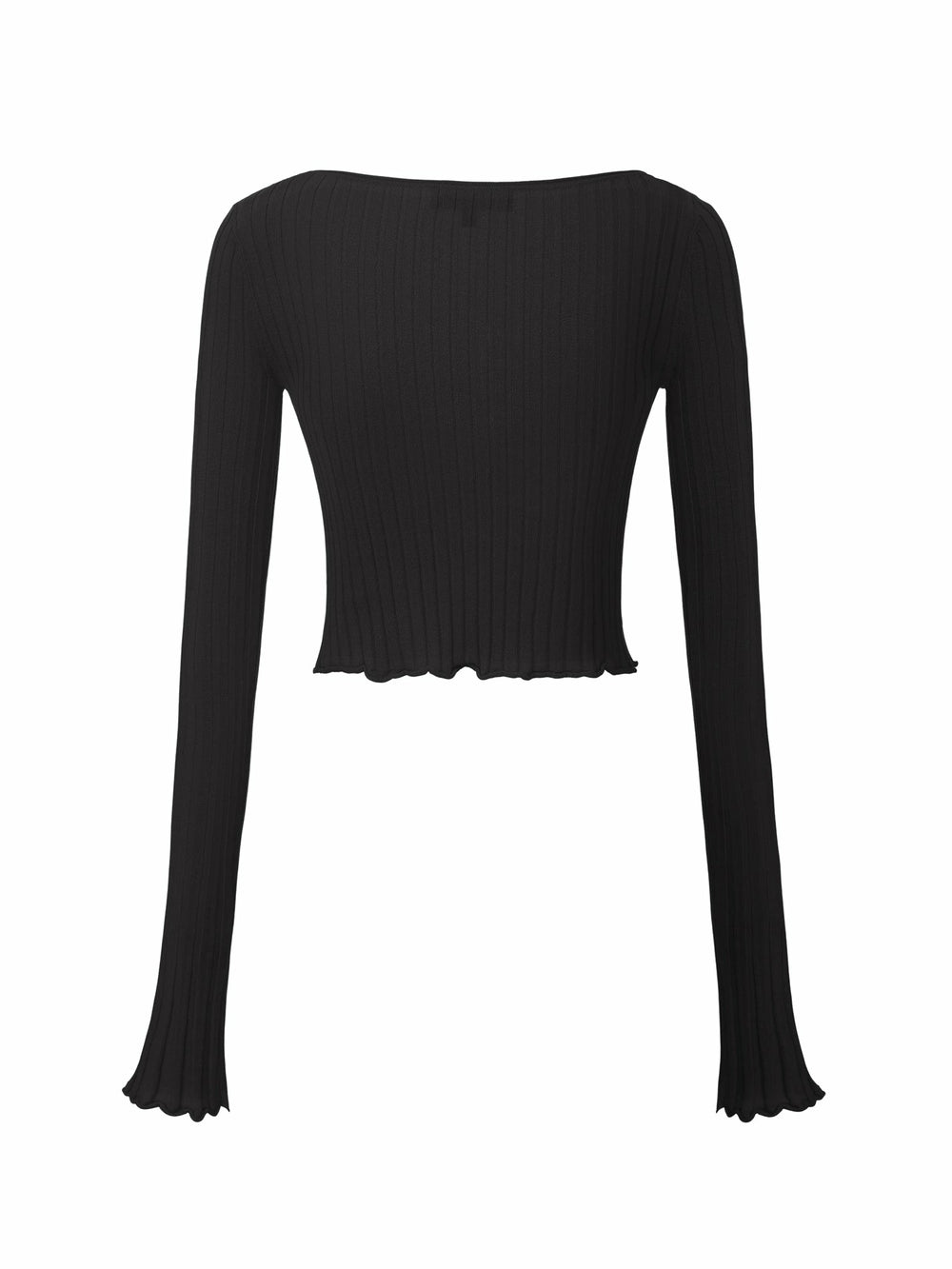 Black Cropped Ribbed Knit Cardigan | Nana Jacqueline