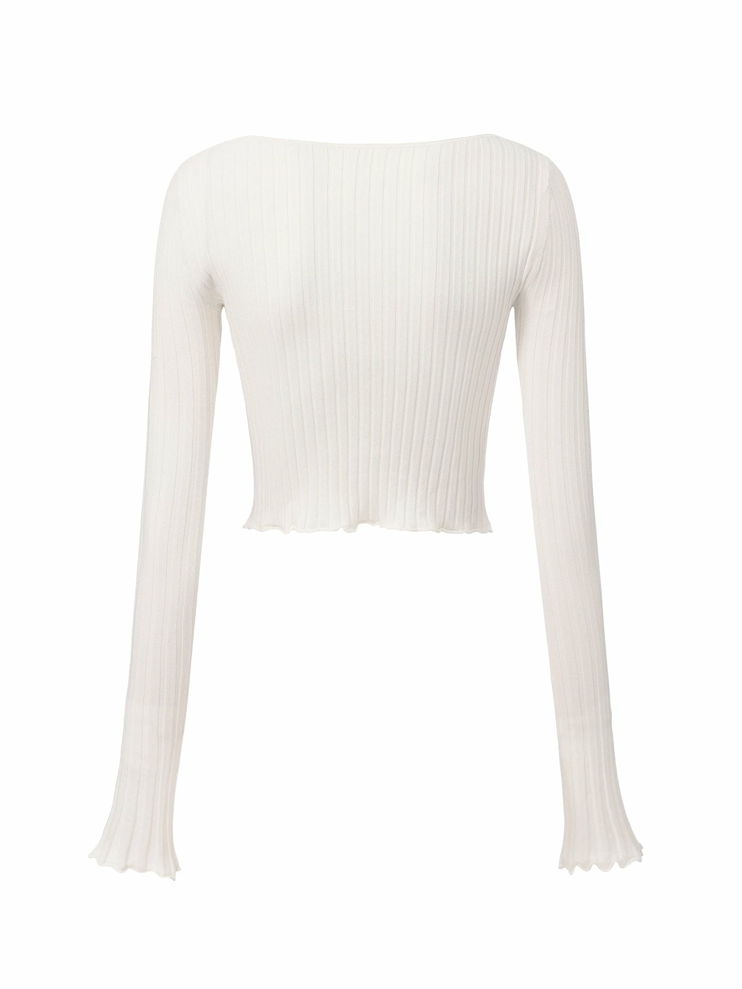 White Cropped Ribbed Knit Cardigan | Nana Jacqueline
