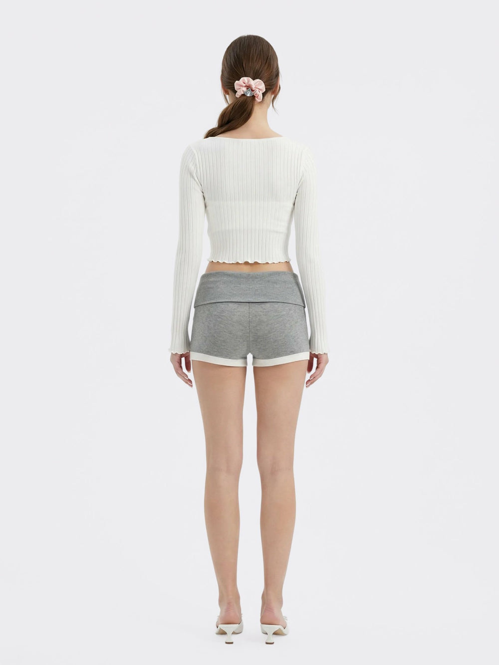 White Cropped Ribbed Knit Cardigan | Nana Jacqueline