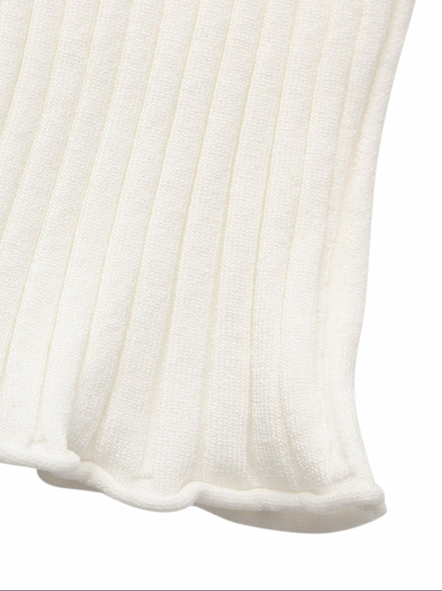 White Cropped Ribbed Knit Cardigan | Nana Jacqueline