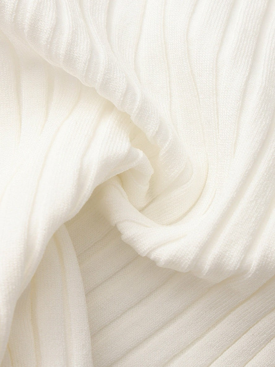 White Cropped Ribbed Knit Cardigan | Nana Jacqueline