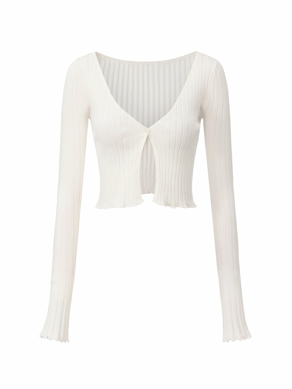 White Cropped Ribbed Knit Cardigan | Nana Jacqueline