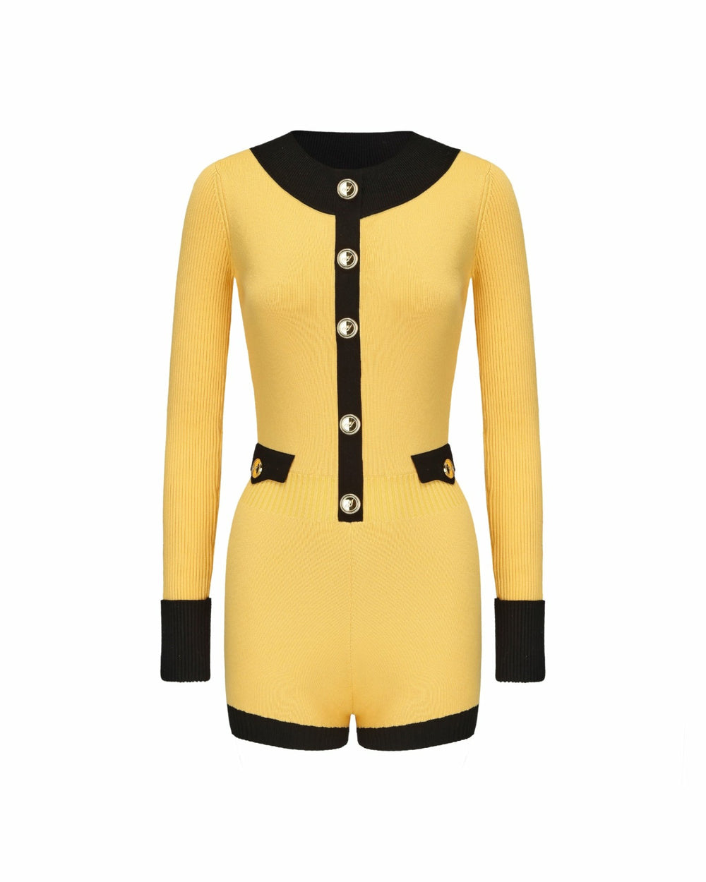 Matilda Knit Jumpsuit: Yellow Knit Jumpsuit for Resort Brunch | Nana Jacqueline
