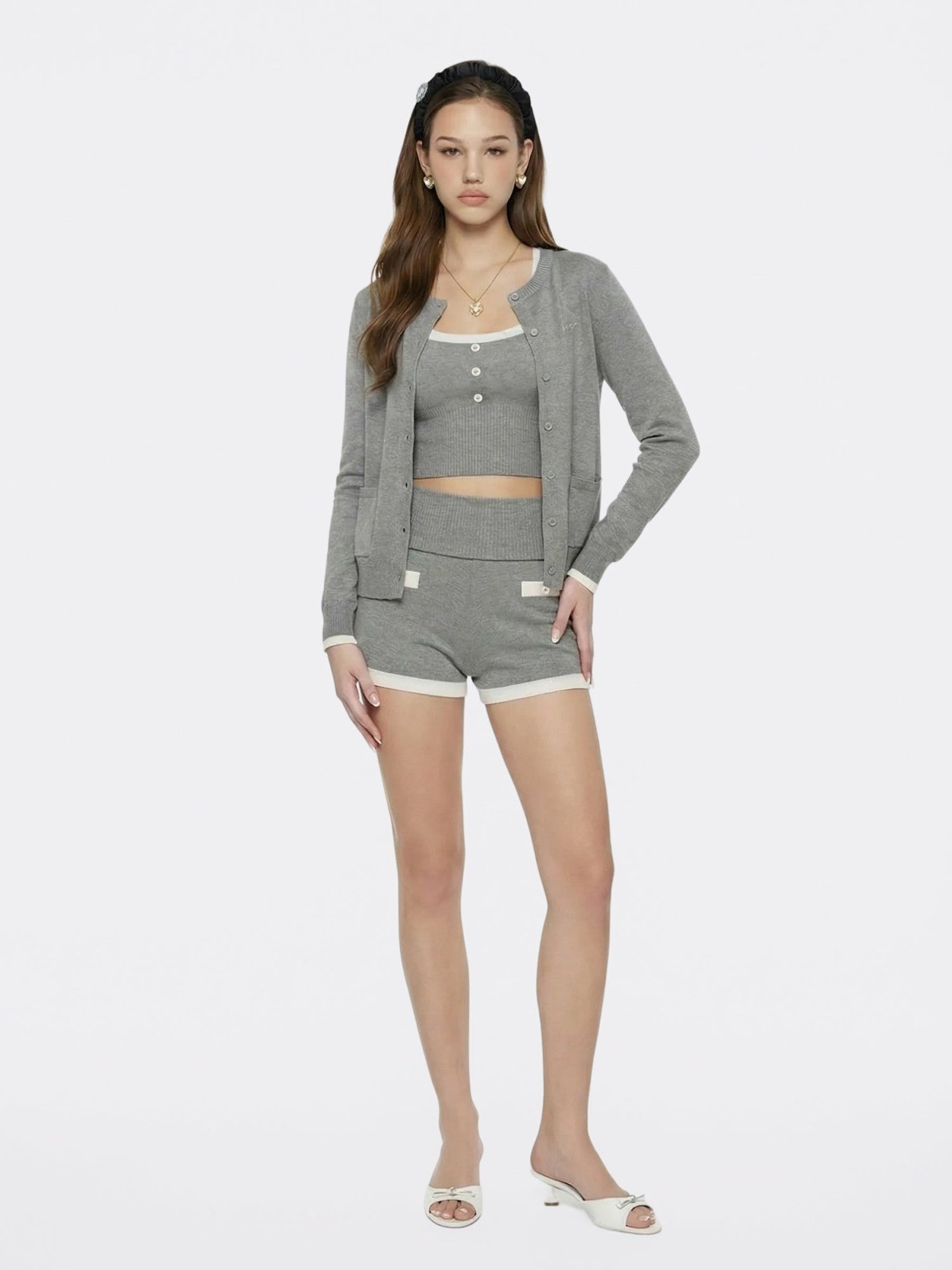 Grey Relaxed Knit Cardigan | Nana Jacqueline