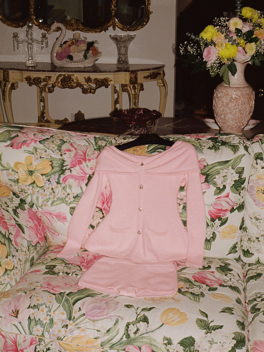 Brigitte Off-Shoulder Knit Pink Top: Pink Knit Top for Brunch | Nana Jacqueline