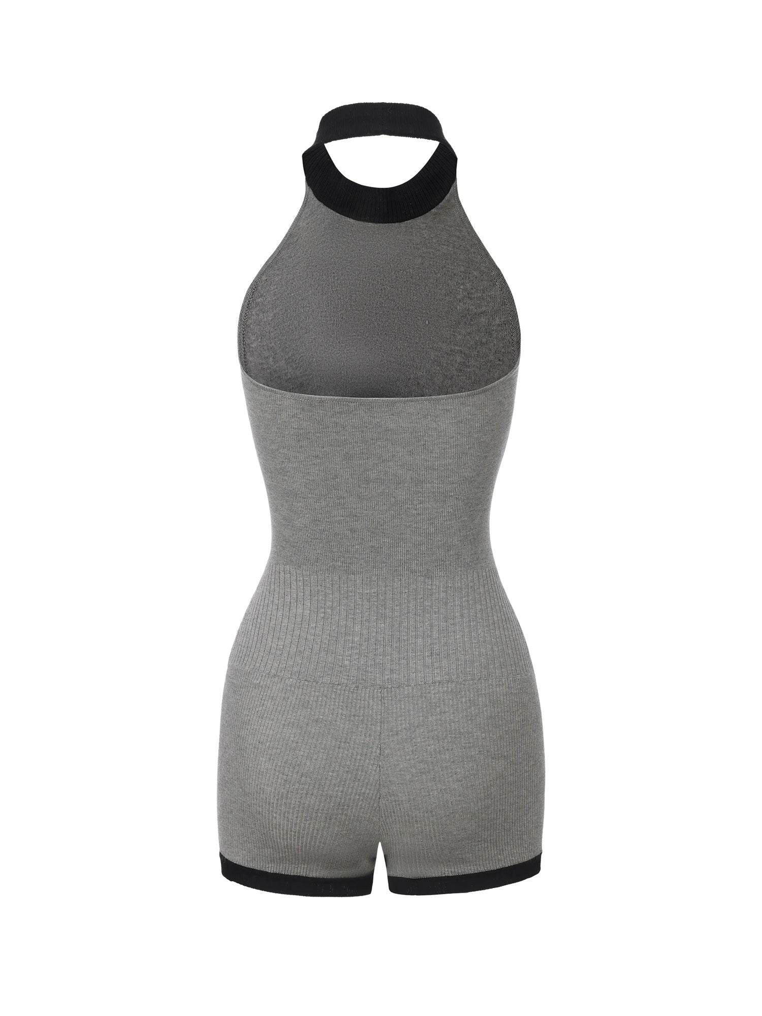 Grey Contrast Halter Knit Romper | Nana Jacqueline