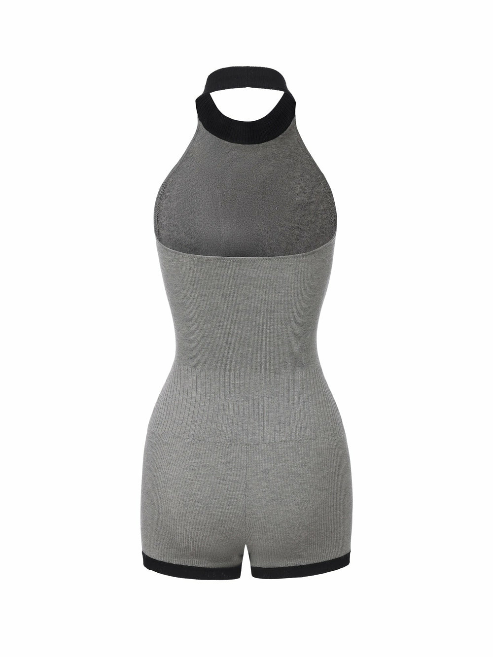 Grey Contrast Halter Knit Romper | Nana Jacqueline