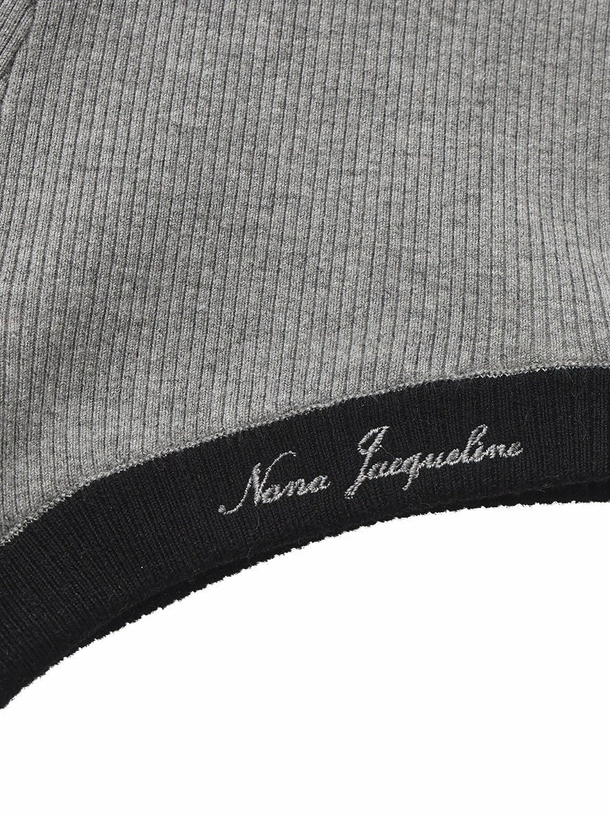 Grey Contrast Halter Knit Romper | Nana Jacqueline