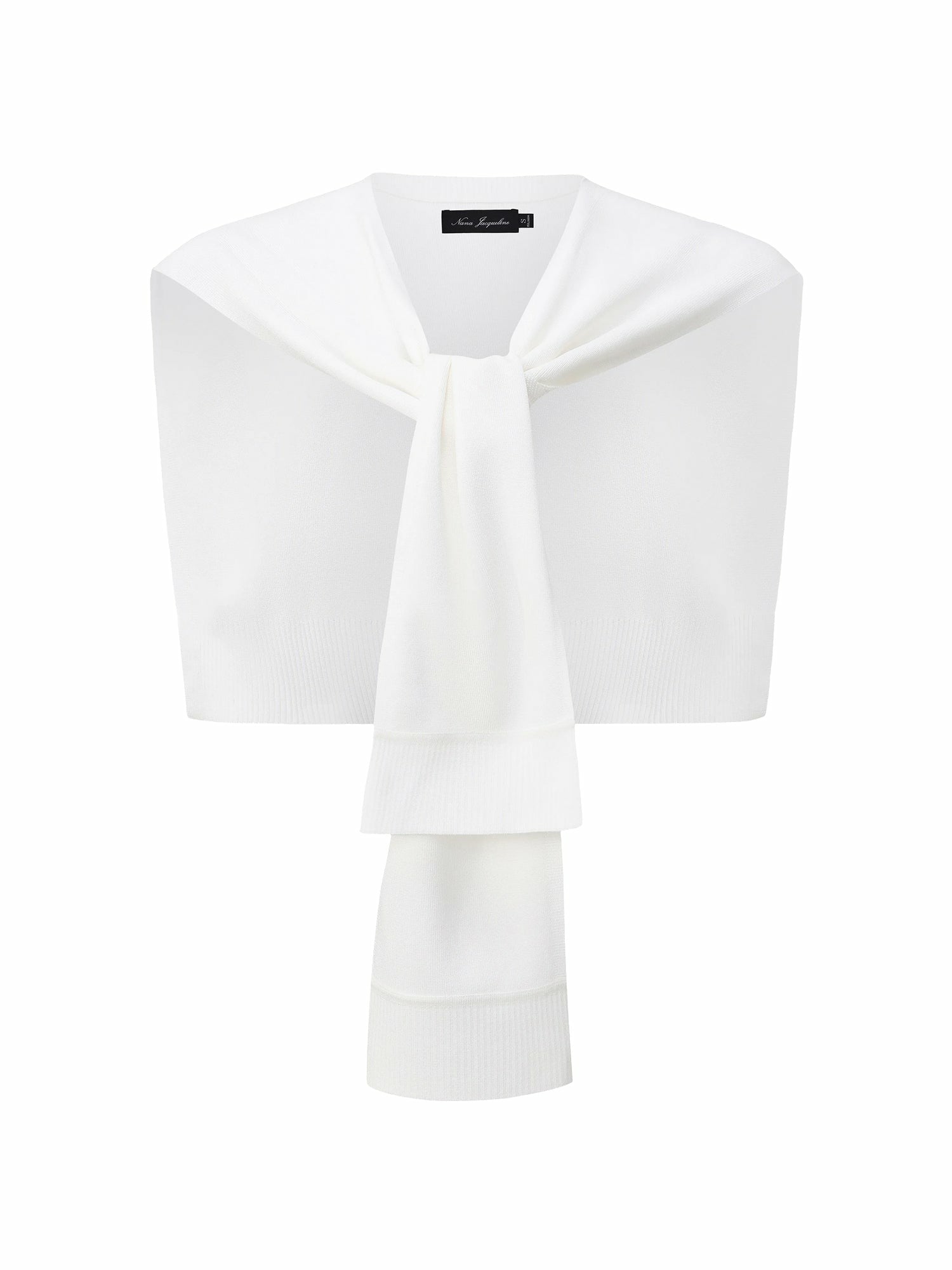 White Knit Shawl with Ribbed Hem | Nana Jacqueline
