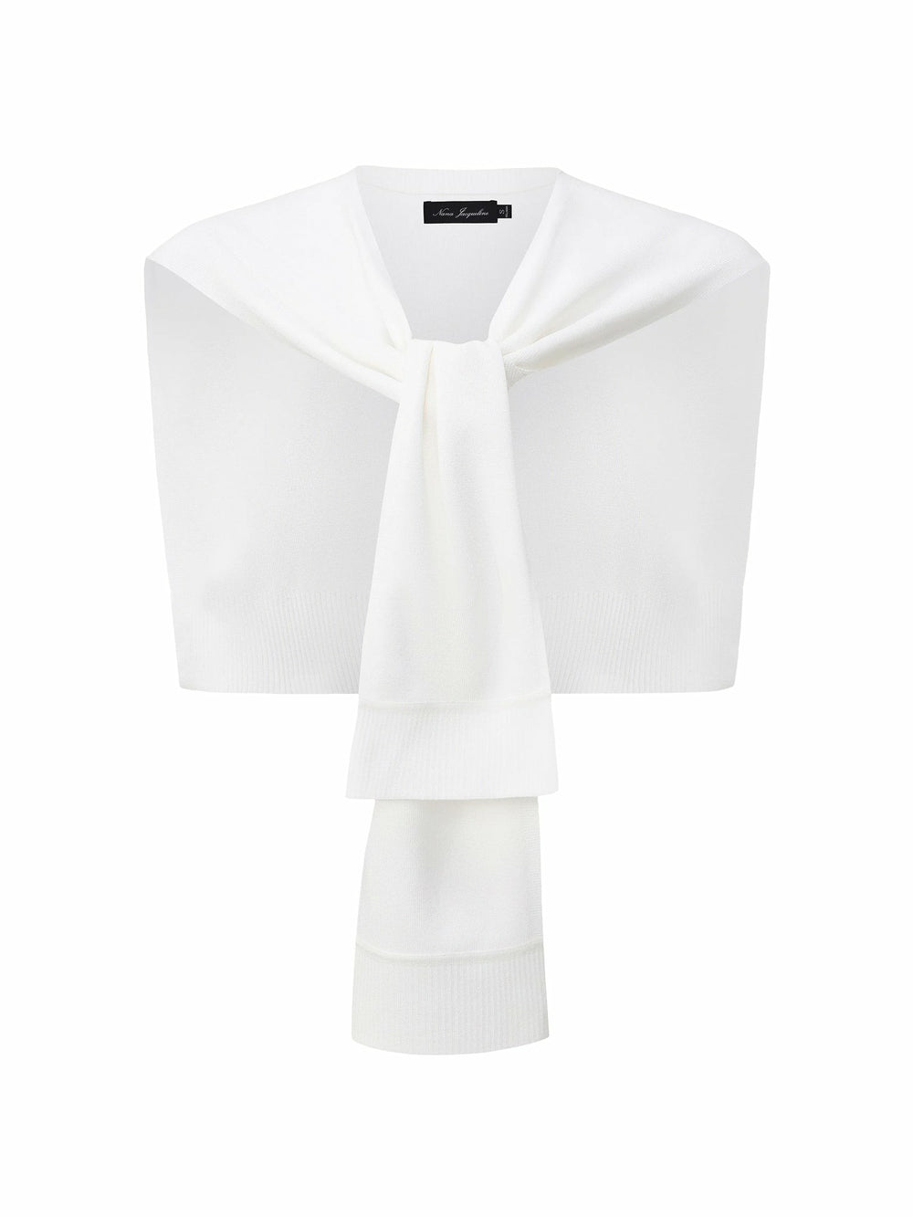 White Knit Shawl with Ribbed Hem | Nana Jacqueline