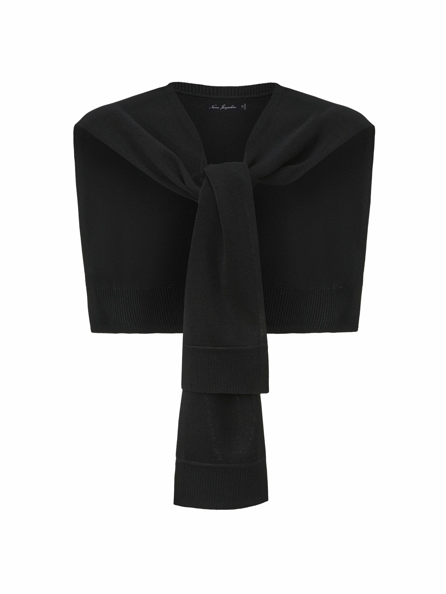 Black Knit Shawl with Ribbed Hem | Nana Jacqueline