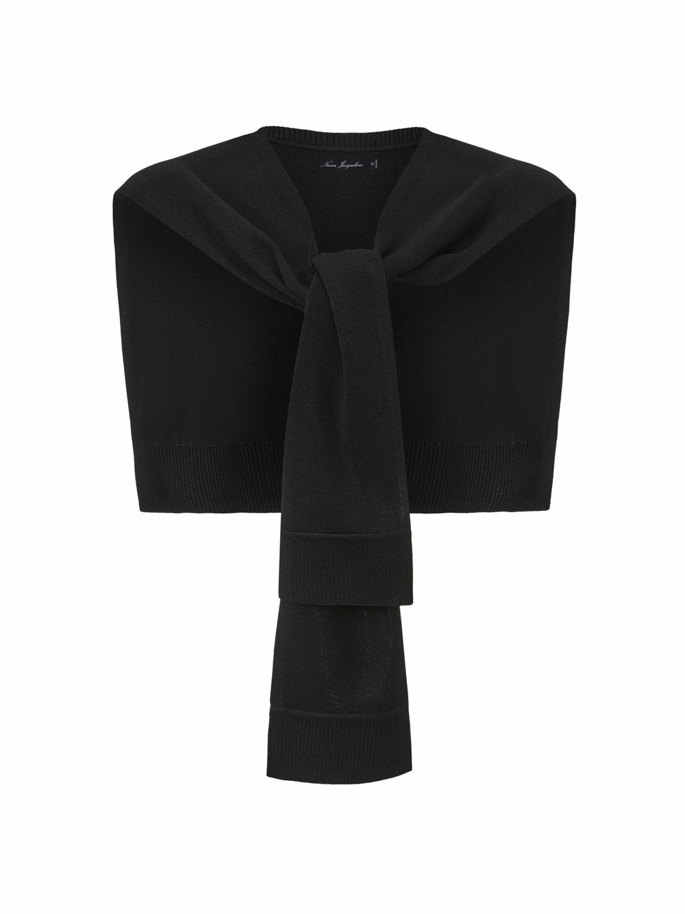 Black Knit Shawl with Ribbed Hem | Nana Jacqueline