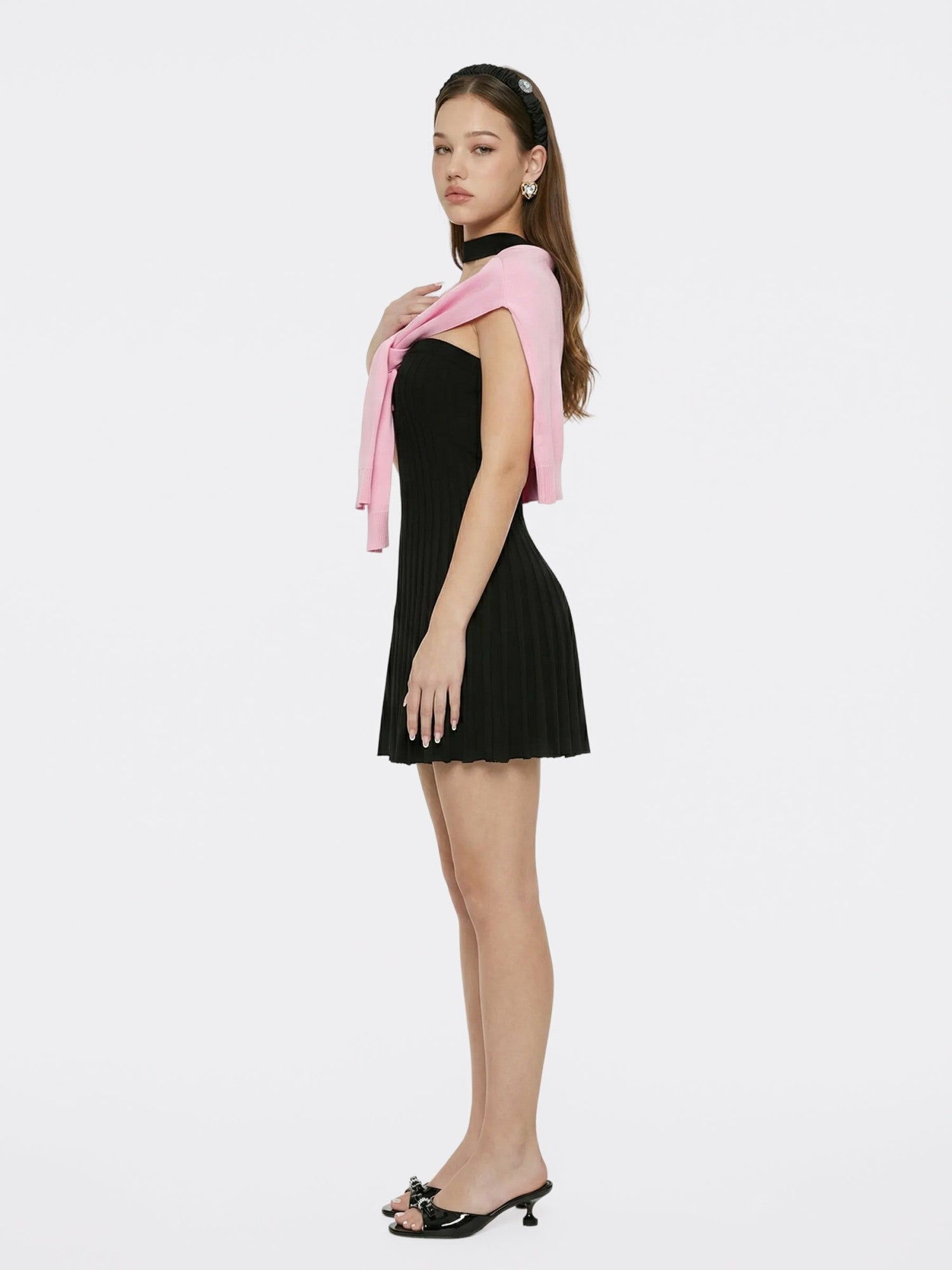 Pink Knit Shawl with Ribbed Hem | Nana Jacqueline