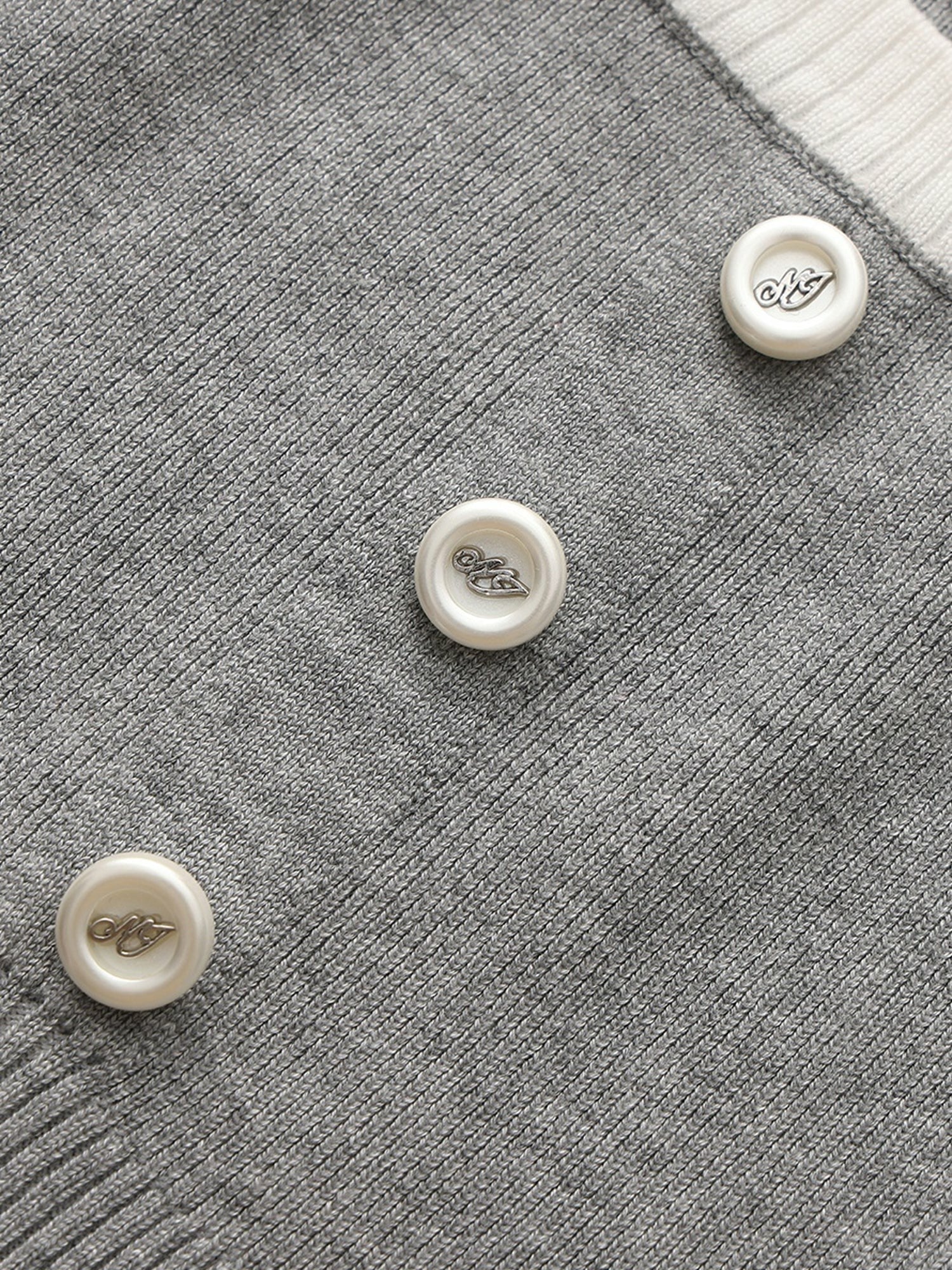 Grey Contrast-Trim Fitted Knit Vest | Nana Jacqueline