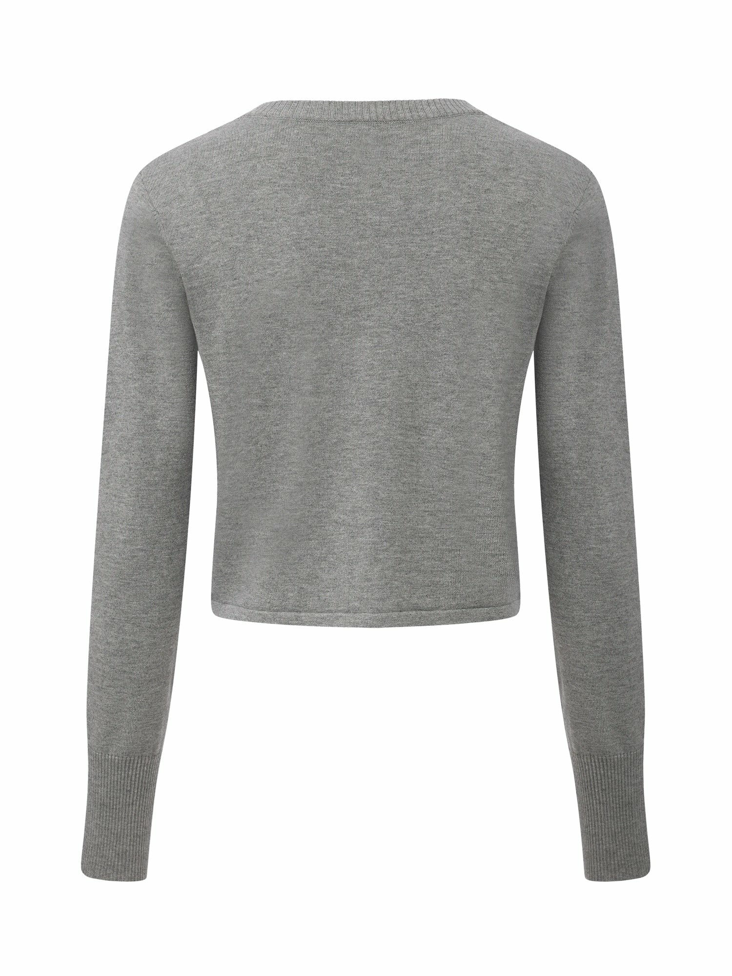 Grey Fitted Round-Neck Knit Cardigan | Nana Jacqueline