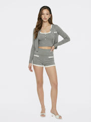 Grey Fitted Round-Neck Knit Cardigan | Nana Jacqueline