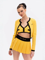 Eliza Vest Top: Yellow Knit Top for Brunch | Nana Jacqueline