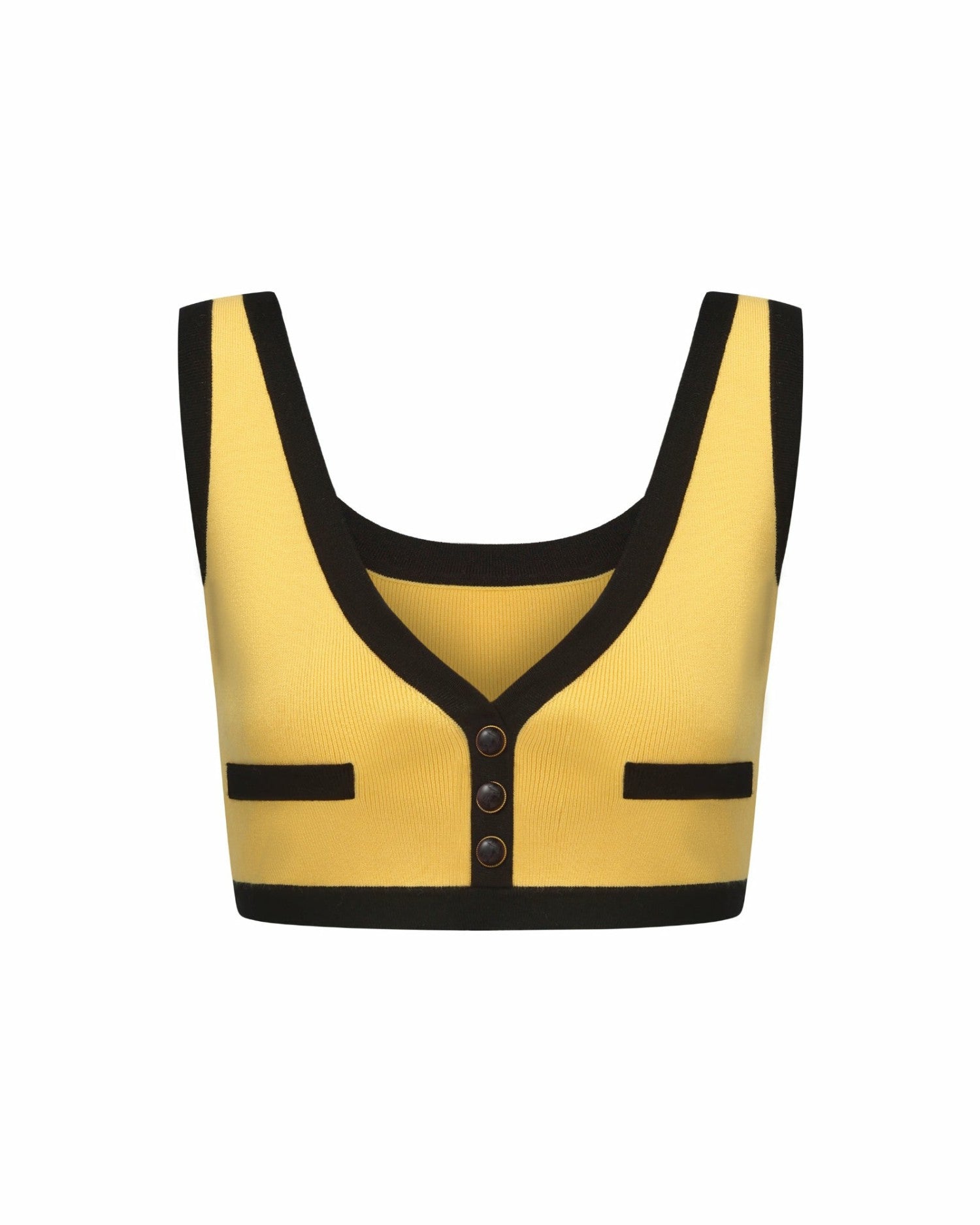 Eliza Vest Top: Yellow Knit Top for Brunch | Nana Jacqueline