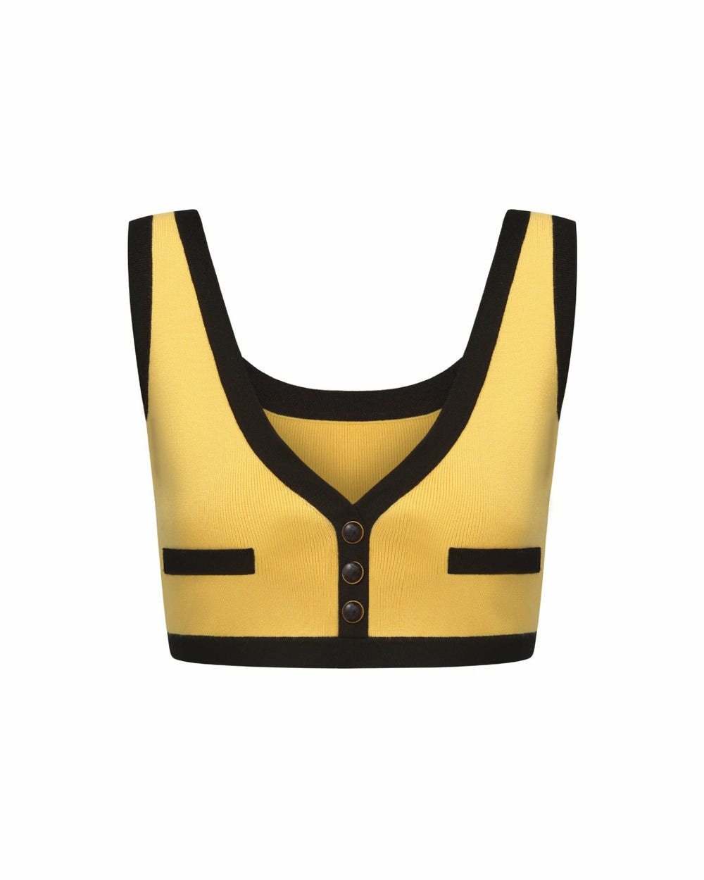 Eliza Vest Top: Yellow Knit Top for Brunch | Nana Jacqueline