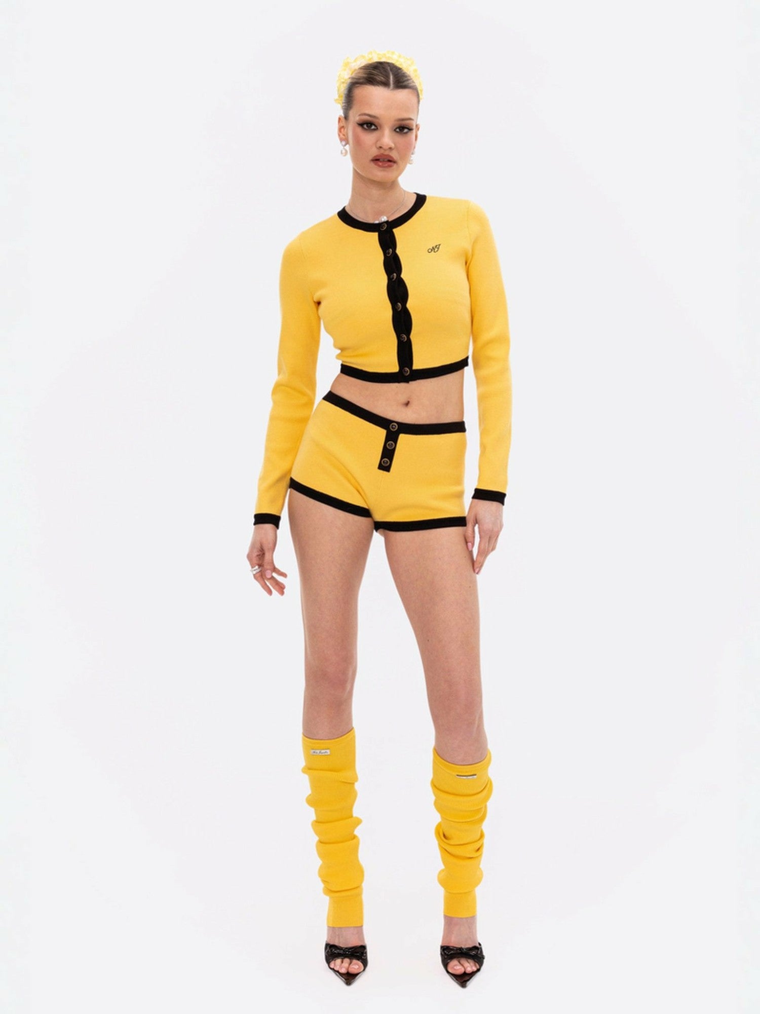 Eliza Knit Shorts: Yellow Knit Shorts for Resort Brunch | Nana Jacqueline
