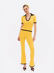 Eliza Pants: Yellow Knit Pants for Resort Brunch | Nana Jacqueline