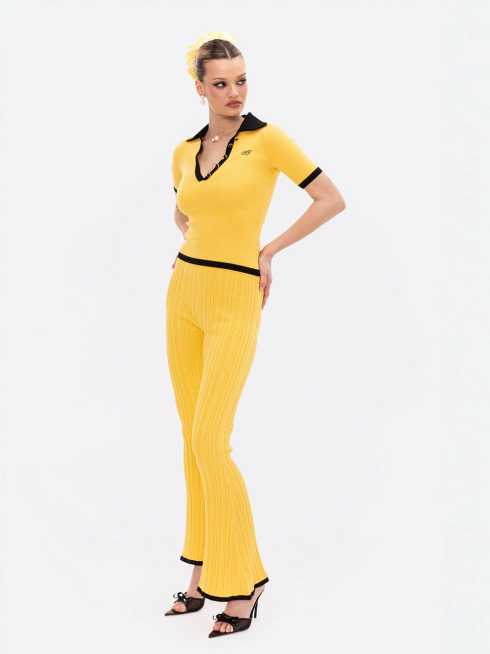 Eliza Pants: Yellow Knit Pants for Resort Brunch | Nana Jacqueline
