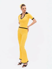Eliza Pants: Yellow Knit Pants for Resort Brunch | Nana Jacqueline