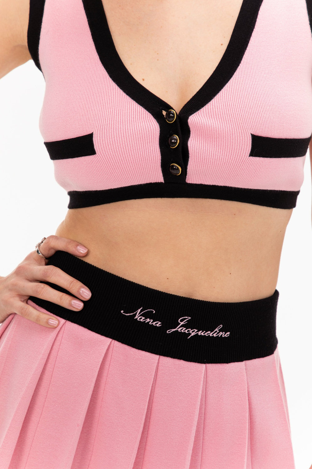 Eliza Vest Top: Pink Knit Top for Country Club Brunch | Nana Jacqueline