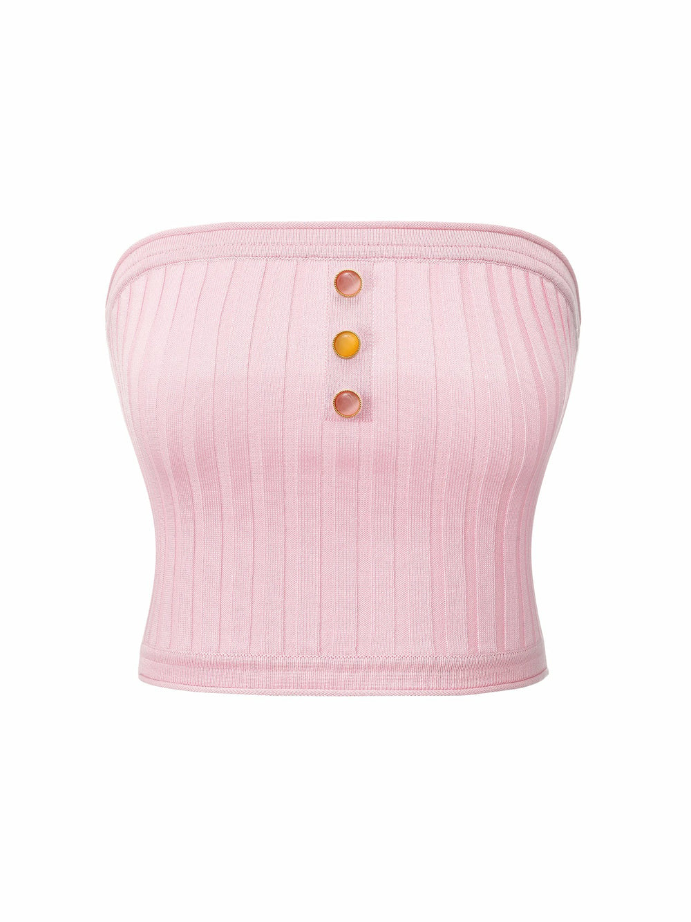 Pink Knit Tube Top with Gemstone Buttons | Nana Jacqueline