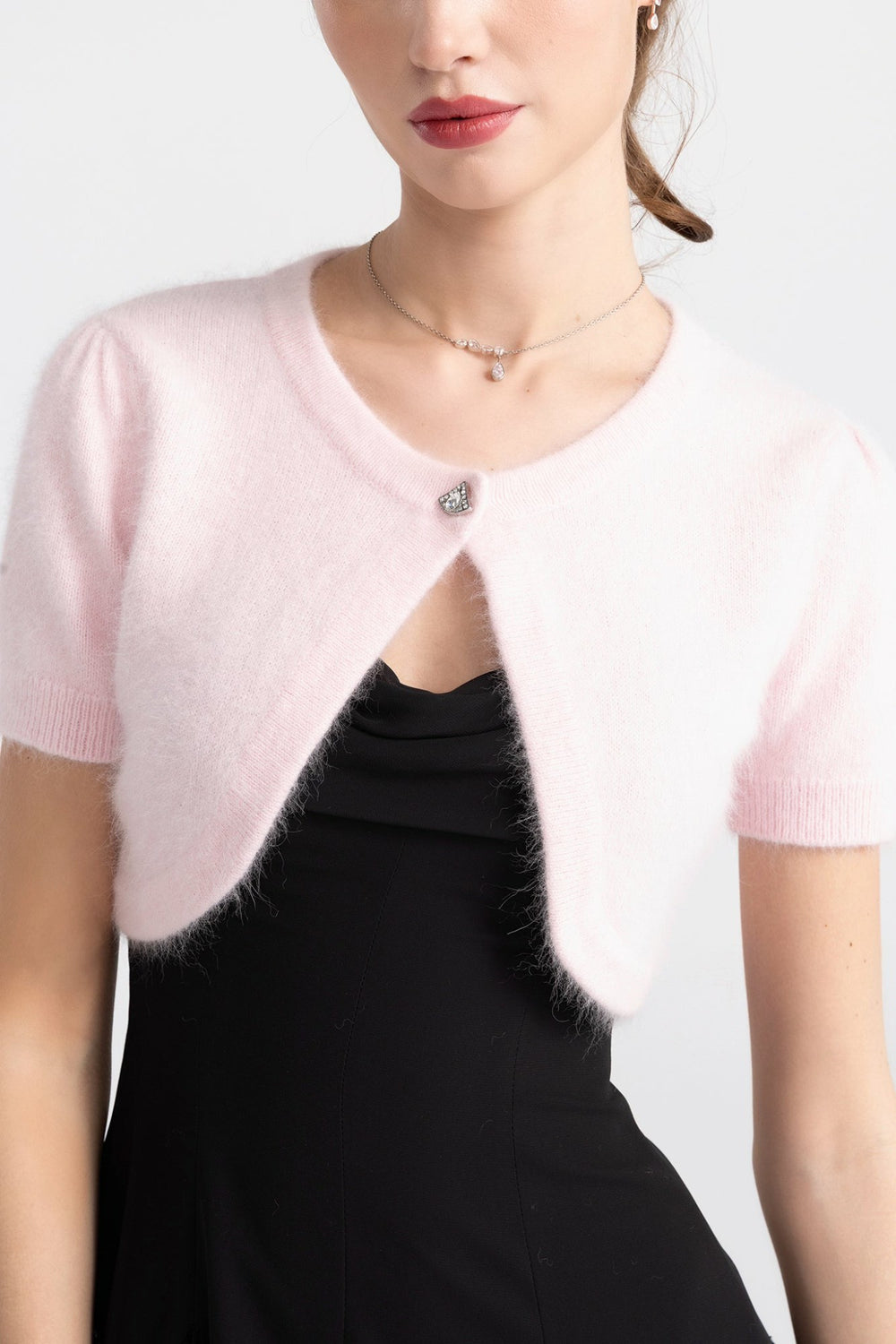 Elara Knitted Cropped Cardigan: Pink Cardigan for Brunch | Nana Jacqueline