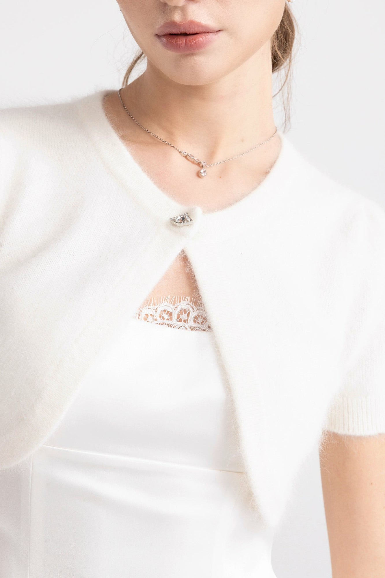 Elara Knitted Cropped Cardigan: White Cardigan for Brunch | Nana Jacqueline