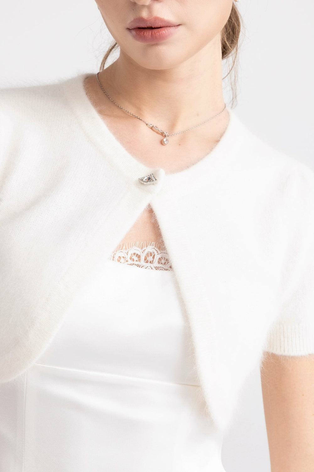 Elara Knitted Cropped Cardigan: White Cardigan for Brunch | Nana Jacqueline