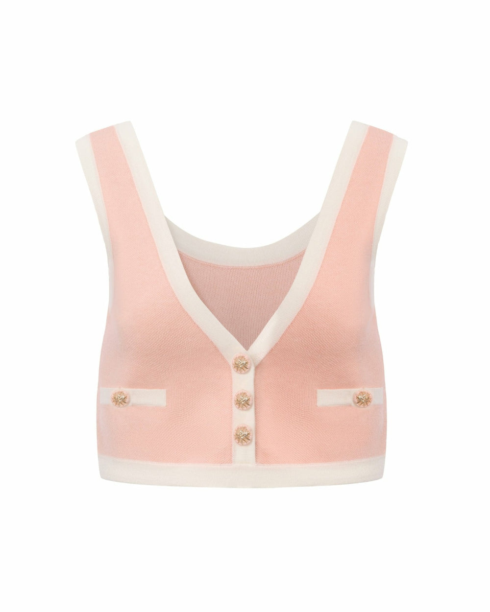 Lisette Contrast-Trim Pink Knit Three-Piece Set: Pink Knit Set for Country Club Brunch | Nana Jacqueline