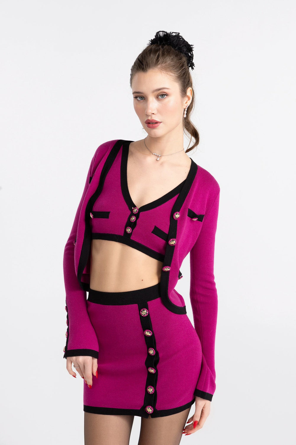 Lisette Knit Set: Magenta Knit Set for Country Club Brunch | Nana Jacqueline